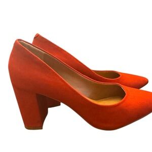 Elegant Red Women's Pumps suede size 6 with 3” heels